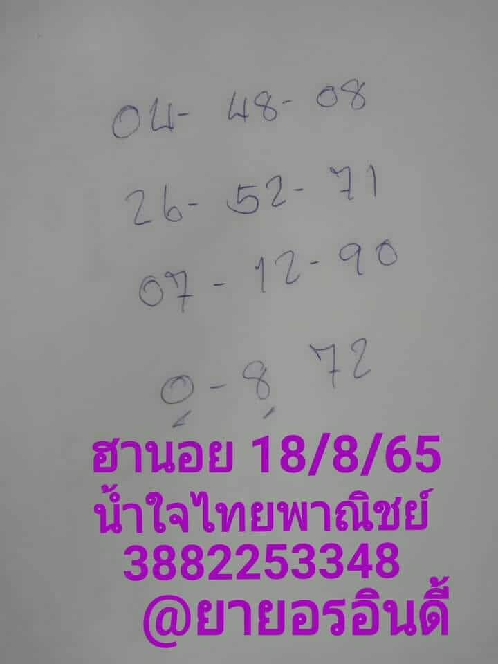 แนวทางหวยฮานอย 18/8/65 ชุดที่ 5