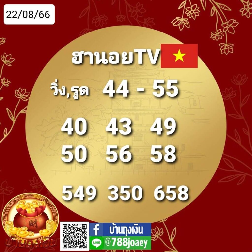 แนวทางหวยฮานอย 22/8/65 ชุดที่ 3