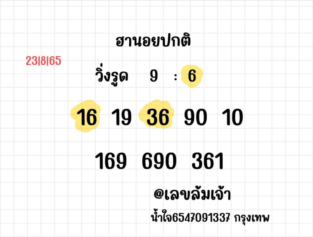 แนวทางหวยฮานอย 23/8/65 ชุดที่ 3