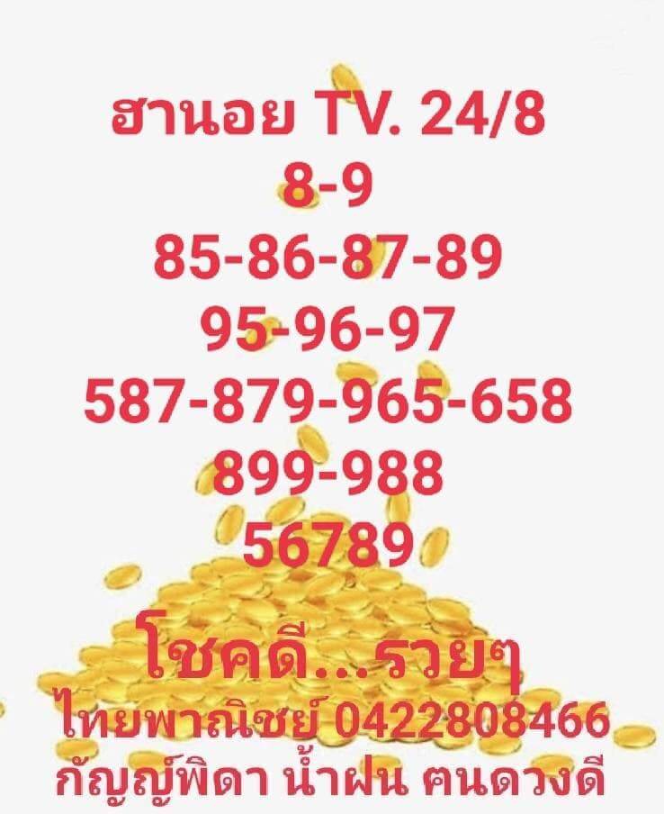 แนวทางหวยฮานอย 24/8/65 ชุดที่ 12