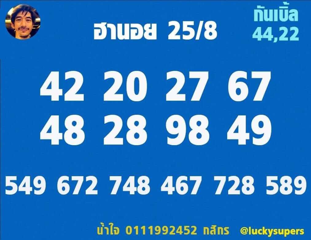 แนวทางหวยฮานอย 25/8/65 ชุดที่ 13