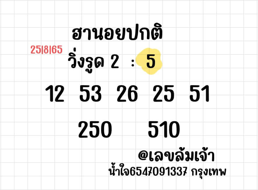 แนวทางหวยฮานอย 25/8/65 ชุดที่ 3