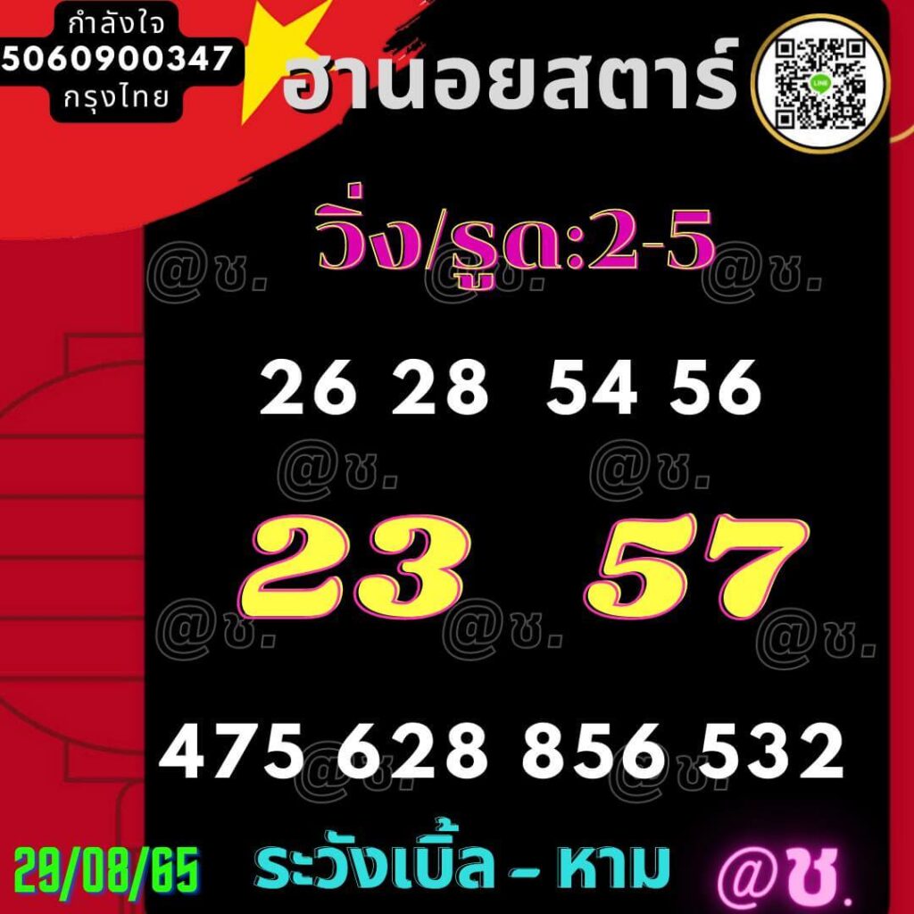 แนวทางหวยฮานอย 29/8/65 ชุดที่ 13