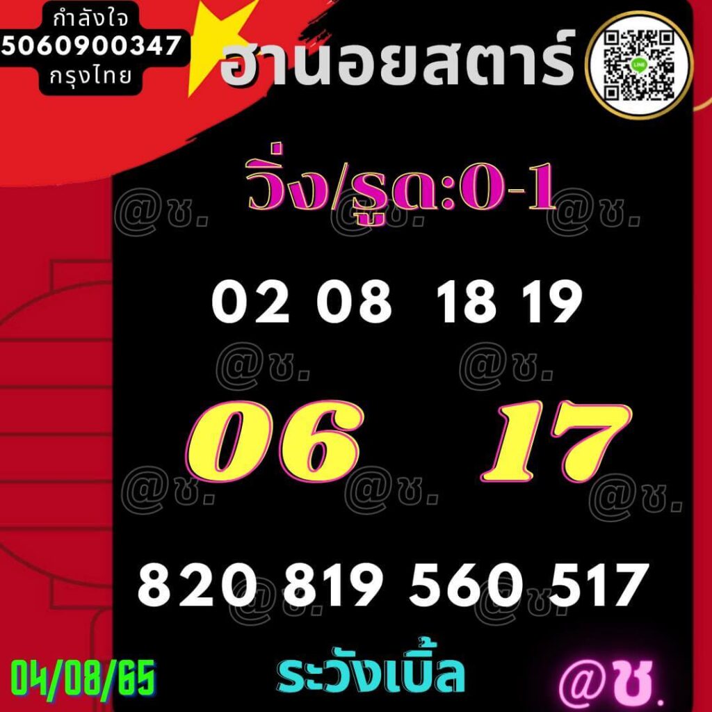 แนวทางหวยฮานอย 4/8/65 ชุดที่ 5