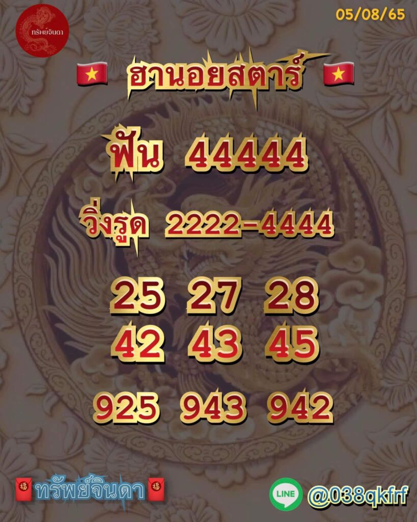 แนวทางหวยฮานอย 5/8/65 ชุดที่ 12