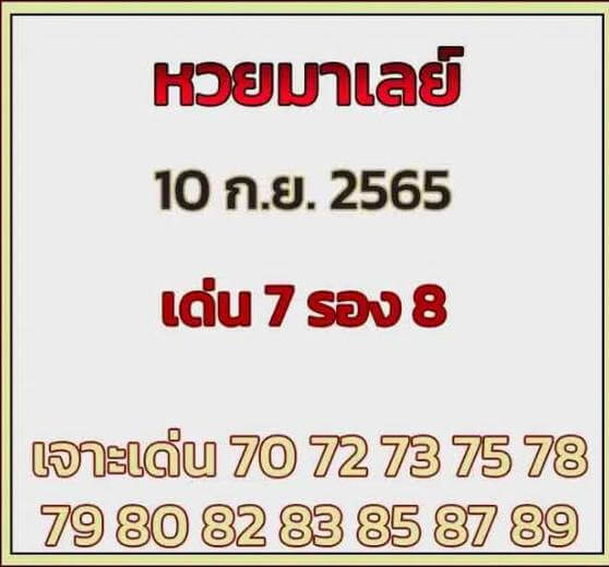 แนวทางหวยมาเลย์ 10/9/65 ชุดที่ 10