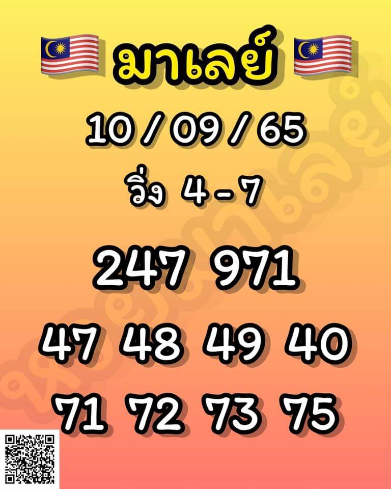 แนวทางหวยมาเลย์ 10/9/65 ชุดที่ 8