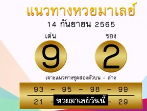 แนวทางหวยมาเลย์ 14/9/65 ชุดที่ 9