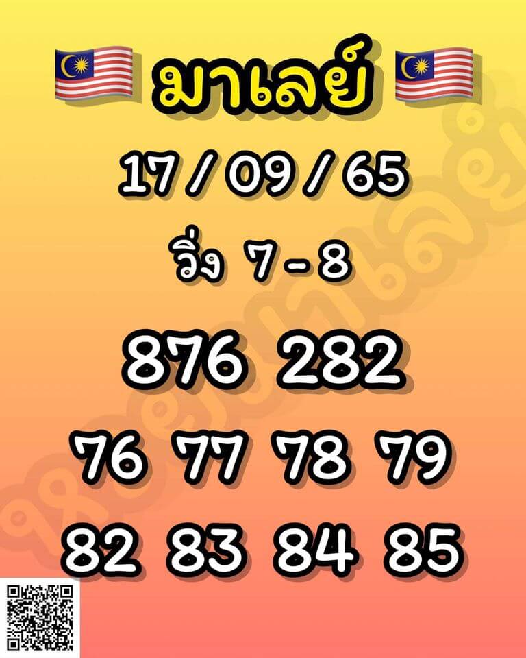 แนวทางหวยมาเลย์ 17/9/65 ชุดที่ 12