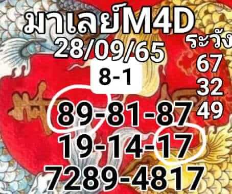 แนวทางหวยมาเลย์ 28/9/65 ชุดที่ 9