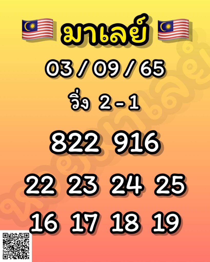 แนวทางหวยมาเลย์ 3/9/65 ชุดที่ 11