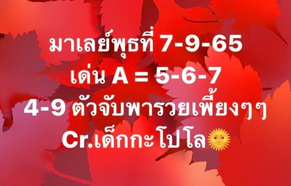 แนวทางหวยมาเลย์ 7/9/65 ชุดที่ 11