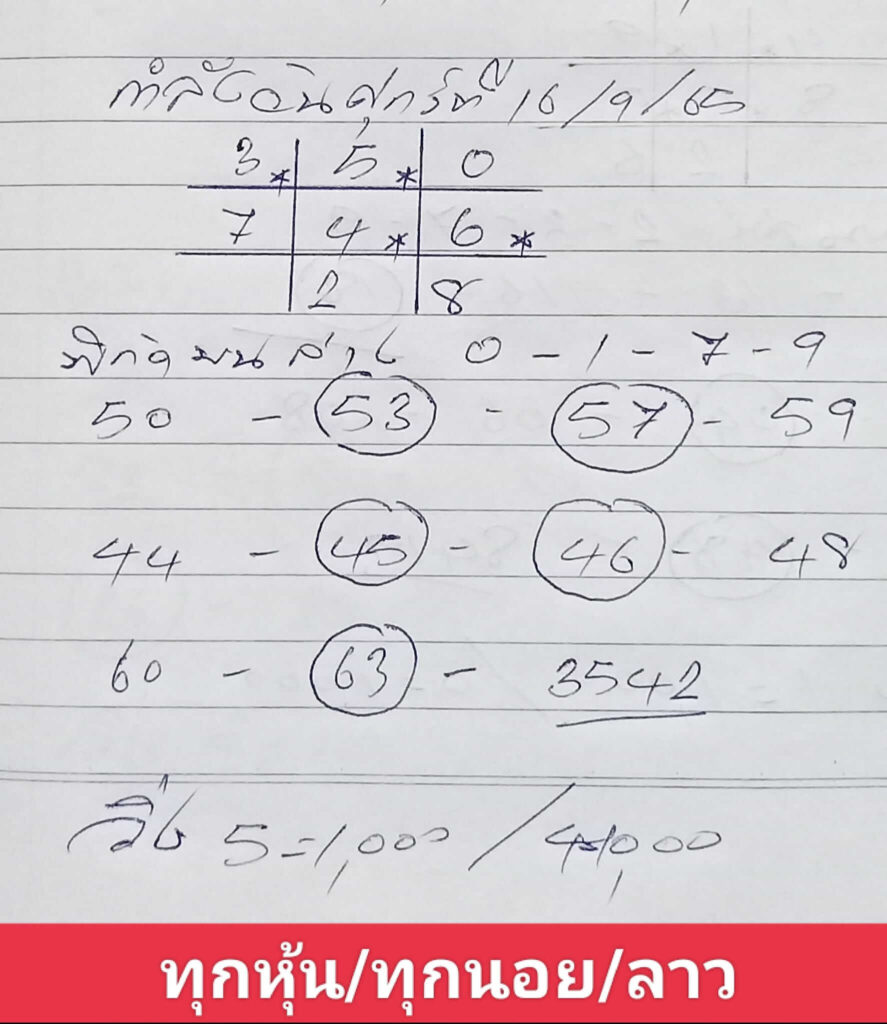 แนวทางหวยลาว 16/9/65 ชุดที่ 13