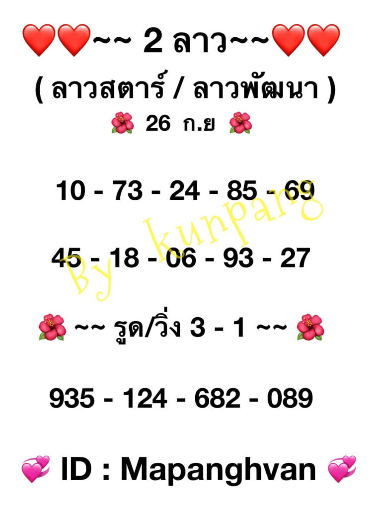 แนวทางหวยลาว 26/9/65 ชุดที่ 10