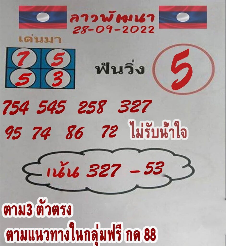 แนวทางหวยลาว 28/9/65 ชุดที่ 2