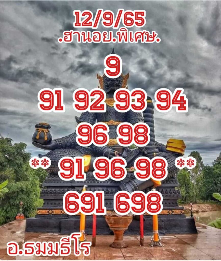 แนวทางหวยฮานอย 12/9/65 ชุดที่ 9