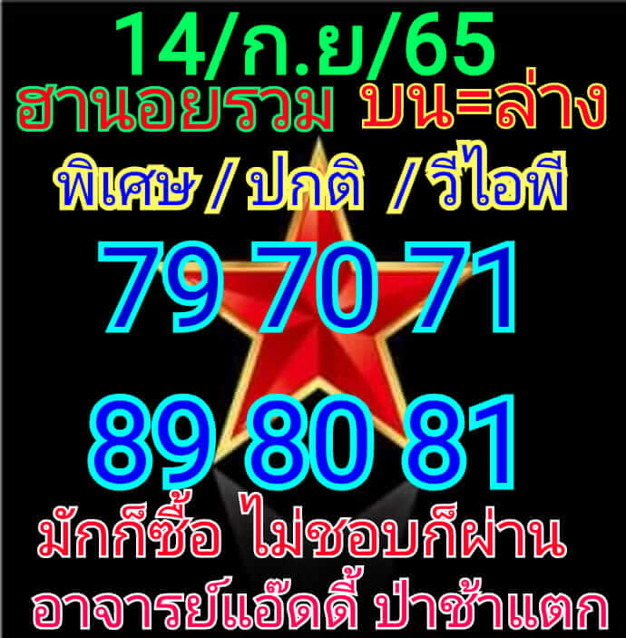 แนวทางหวยฮานอย 14/9/65 ชุดที่ 14