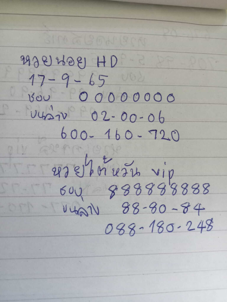 แนวทางหวยฮานอย 17/9/65 ชุดที่ 7