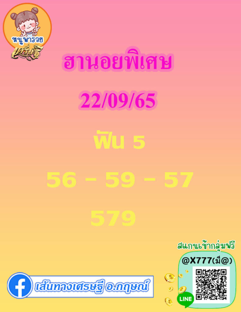 แนวทางหวยฮานอย 22/9/65 ชุดที่ 12