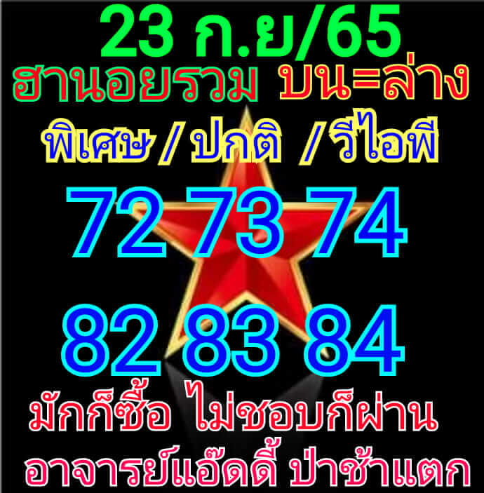 แนวทางหวยฮานอย 23/9/65 ชุดที่ 6