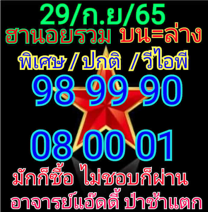 แนวทางหวยฮานอย 29/9/65 ชุดที่ 15