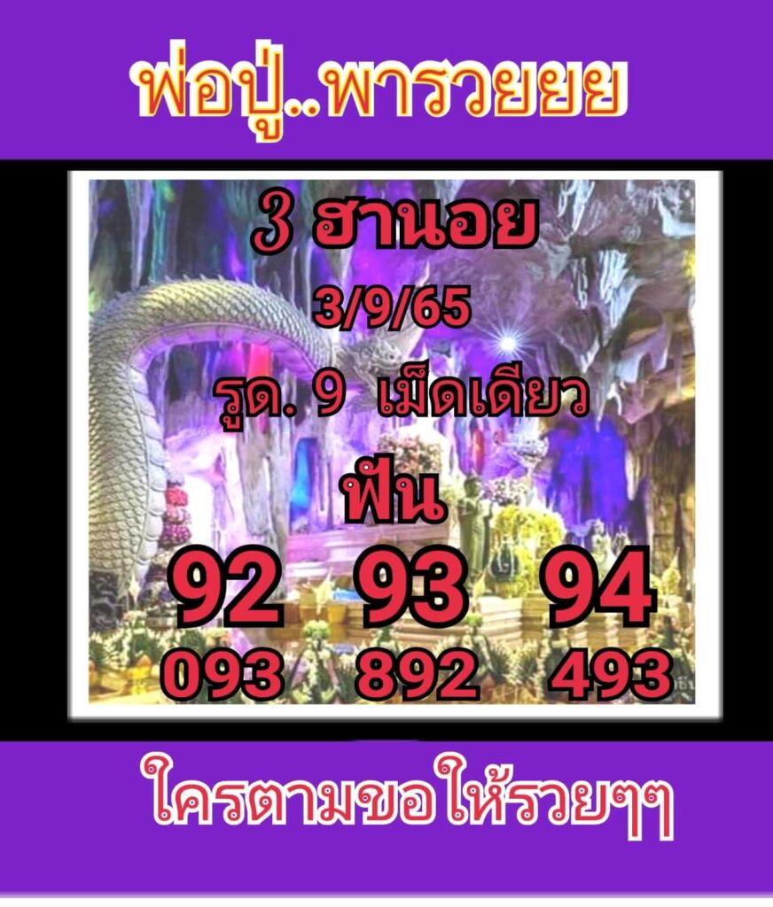 แนวทางหวยฮานอย 3/9/65 ชุดที่ 17