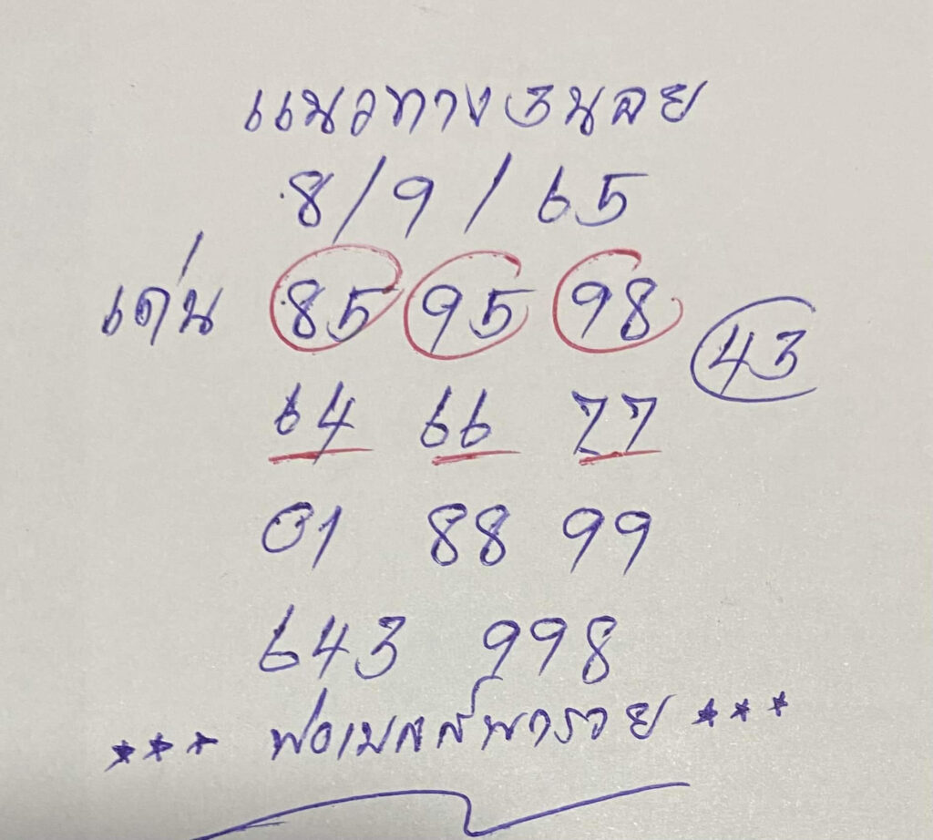 แนวทางหวยฮานอย 8/9/65 ชุดที่ 10