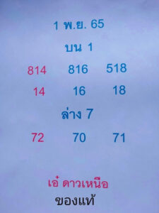 หวยเอ๋ดาวเหนือ 1/11/65