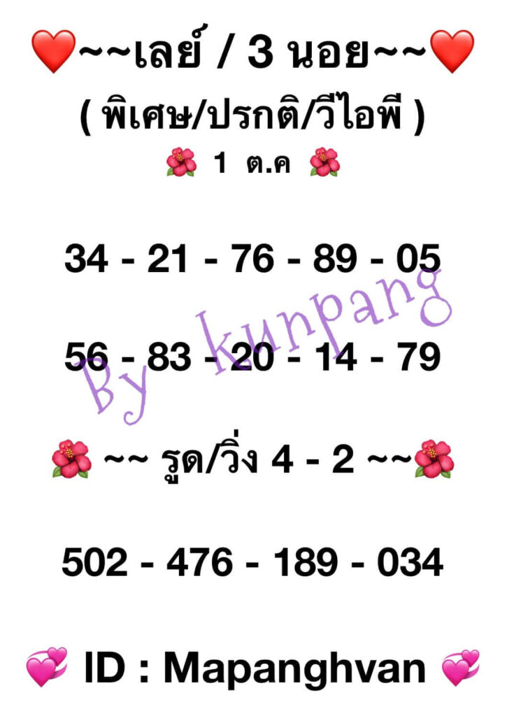 แนวทางหวยมาเลย์ 1/10/65 ชุดที่ 1