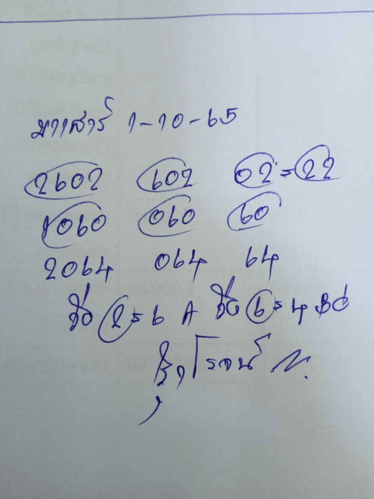 แนวทางหวยมาเลย์ 1/10/65 ชุดที่ 2