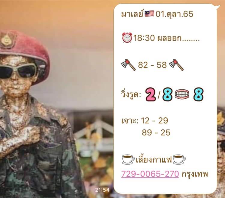 แนวทางหวยมาเลย์ 1/10/65 ชุดที่ 4