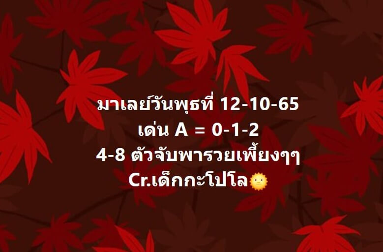 แนวทางหวยมาเลย์ 12/10/65 ชุดที่ 14