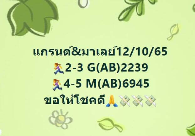 แนวทางหวยมาเลย์ 12/10/65 ชุดที่ 8