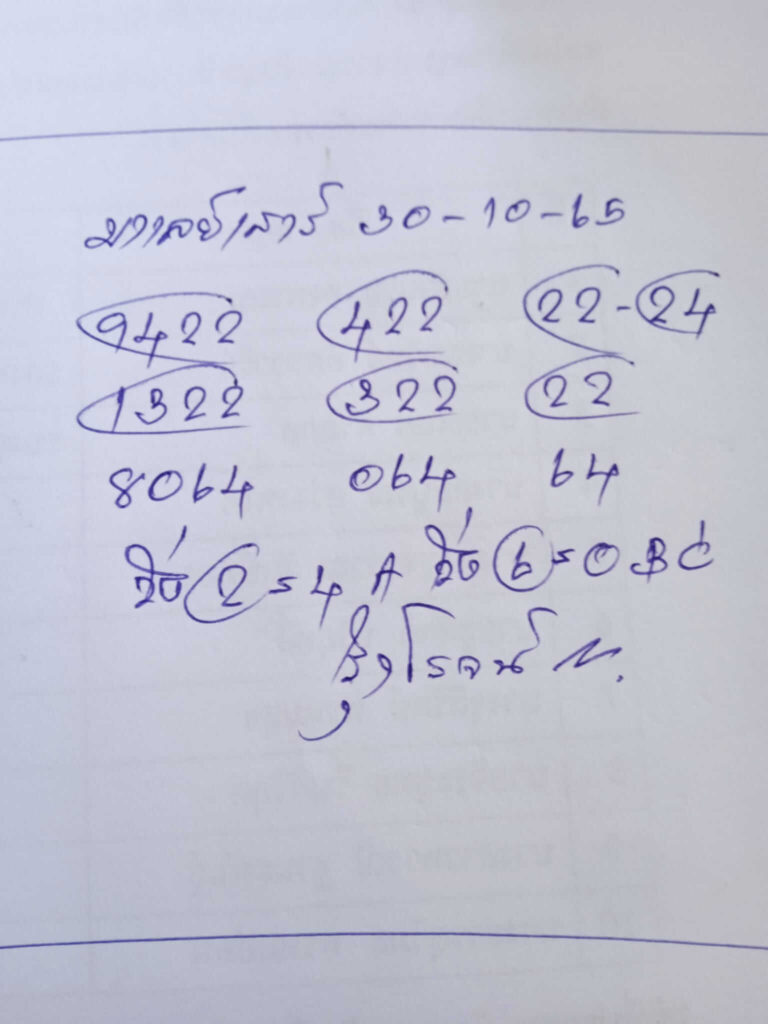 แนวทางหวยมาเลย์ 29/10/65 ชุดที่ 6