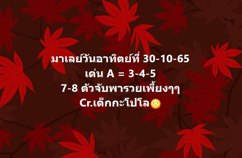 แนวทางหวยมาเลย์ 30/10/65 ชุดที่ 7