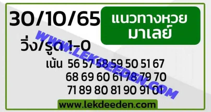 แนวทางหวยมาเลย์ 30/10/65 ชุดที่ 8