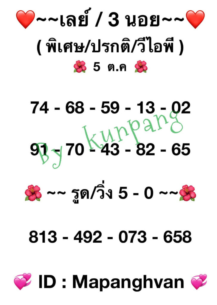 แนวทางหวยมาเลย์ 5/10/65 ชุดที่ 3