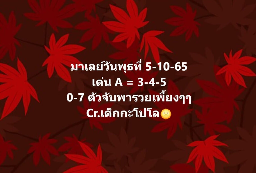 แนวทางหวยมาเลย์ 5/10/65 ชุดที่ 7