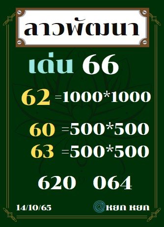 แนวทางหวยลาว 14/10/65 ชุดที่ 3