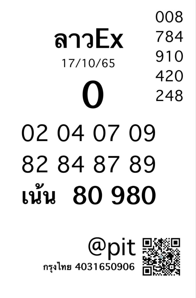 แนวทางหวยลาว 17/10/65 ชุดที่ 13