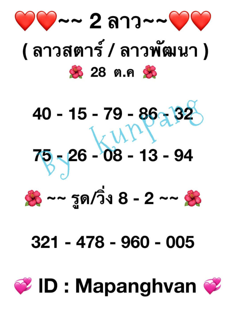 แนวทางหวยลาว 28/10/65 ชุดที่ 1