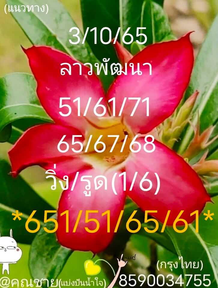 แนวทางหวยลาว 3/10/65 ชุดที่ 6