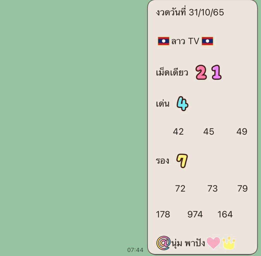 แนวทางหวยลาว 31/10/65 ชุดที่ 11