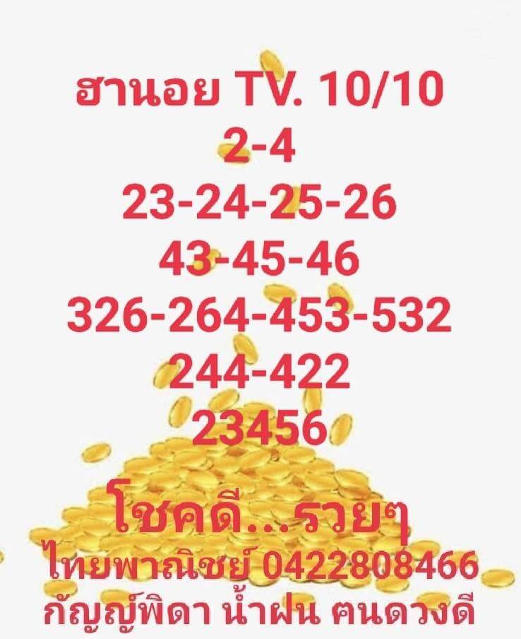 แนวทางหวยฮานอย 10/10/65 ชุดที่ 12