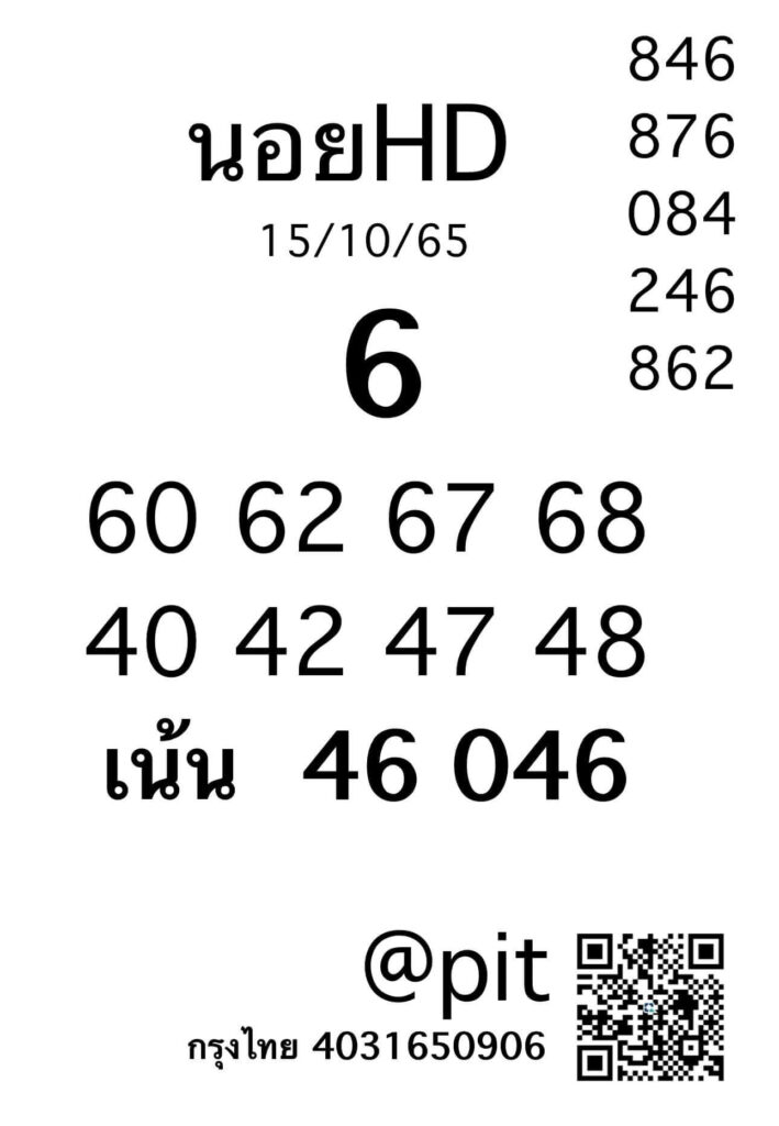 แนวทางหวยฮานอย 15/10/65 ชุดที่ 13