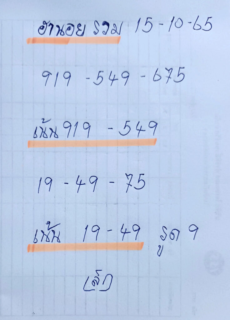 แนวทางหวยฮานอย 15/10/65 ชุดที่ 16