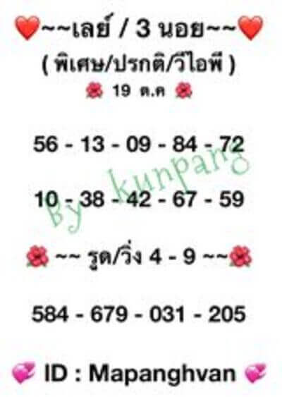 แนวทางหวยฮานอย 19/10/65 ชุดที่ 2