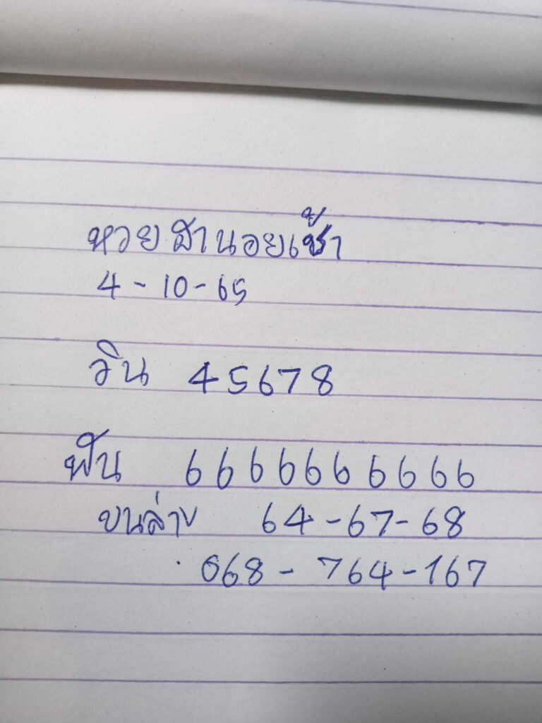 แนวทางหวยฮานอย 4/10/65 ชุดที่ 5