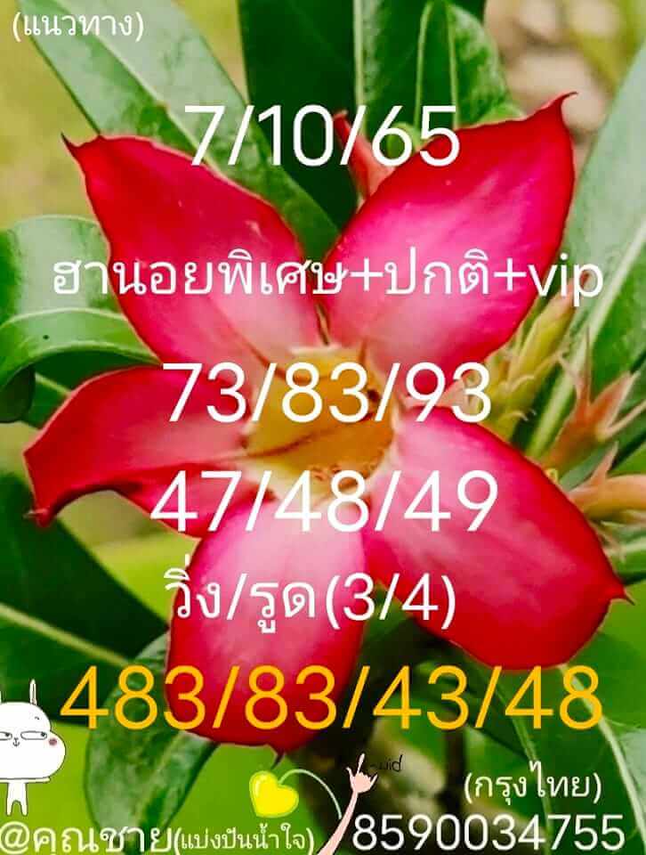 แนวทางหวยฮานอย 7/10/65 ชุดที่ 5