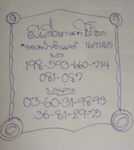 หวยผีเสื้อเทวดาให้โชค 16/11/65